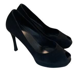 Yves Saint Laurent Y2K Platform Stiletto High Heels Palais Peep Toe Suede US 9
